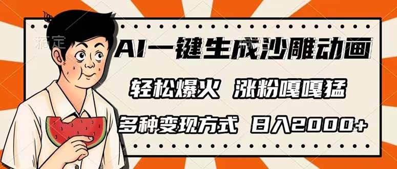 (3.27)AI一键生成沙雕动画，单视频破千万播放，多种变现方式，日入2000+