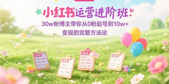 (7.7)小红书运营进阶班：30w粉博主带你从0粉起号到10w+变现的完整方法论