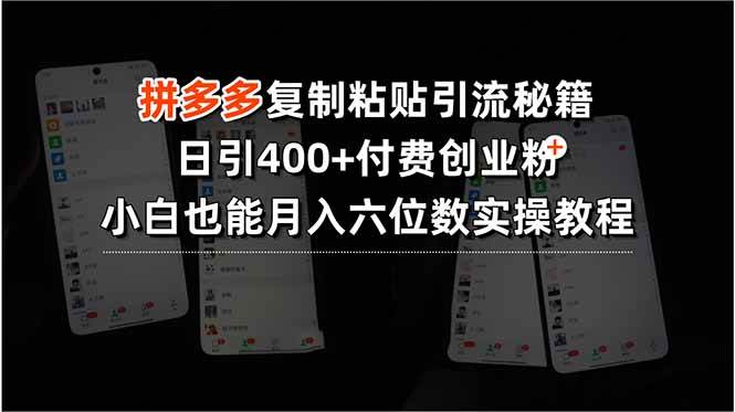 (8.7)拼多多复制粘贴引流秘籍，日引400+付费创业粉，小白也能月入六位数实操