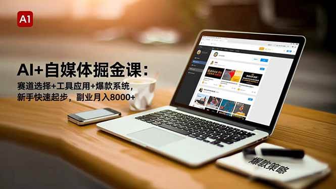 (11.25)AI+自媒体掘金课：赛道选择+工具应用+爆款系统，新手快速起步，副业月入8000+