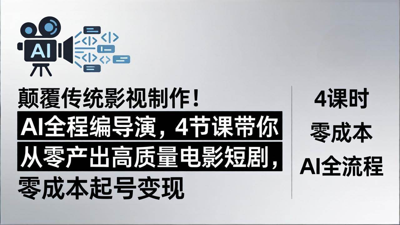 (5.3)颠覆传统影视制作！AI全程编导演，4节课带你从零产出高质量电影短剧，零成本起号变现