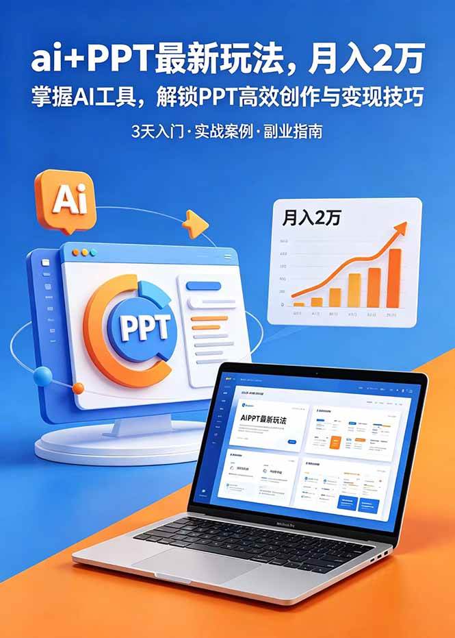 (6.15)ai+PPT最新玩法，月入2万掌握AI工具，解锁PPT高效创作与变现技巧3天入门，实战案例·副业指南