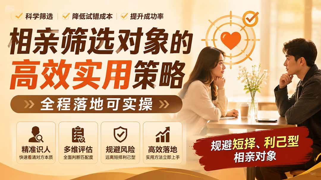 (8.09) 付费文章：相亲筛选对象的高效实用策略，全程落地可实操，规避短择、利己型相亲对象